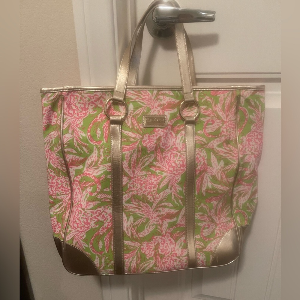 Lilly Pulitzer Tote Bag with gold straps